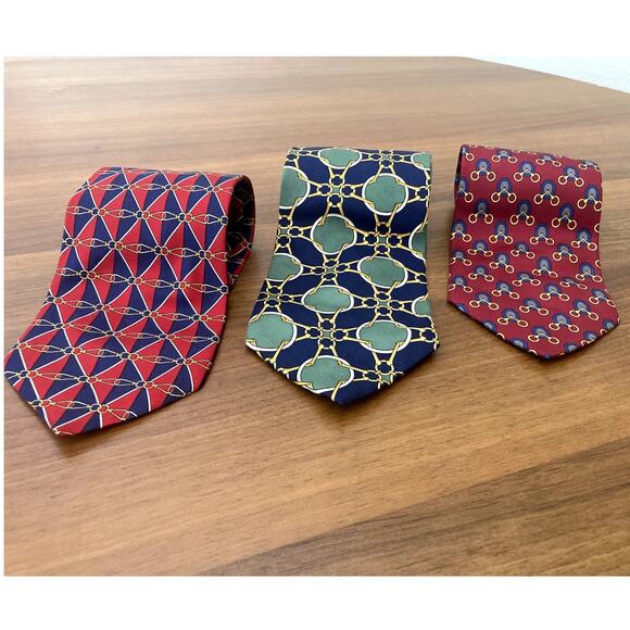 Paolo Gucci necktie silk equestrian pattern horsebit bundle 2 Paolo / 1 Classico - Picture 1 of 16